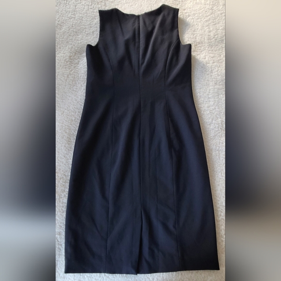 Navy Blue Square Neck Sheath Dress - Picture 11 of 15